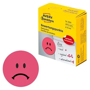 AVERY Zweckform Bewertungspunkte 3859 Gesicht, rot, 250 Etiketten