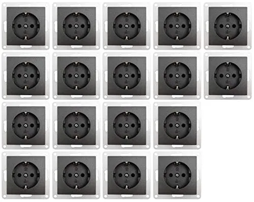 McPower ''Flair'' Schutzkontakt-Steckdose 250V/16A, 18er-Pack - Steckdosen & Zubehör - elegantes Design in anthrazit, ideal für jeden Raum, einfache Montage und hohe Verarbeitungsqualität.