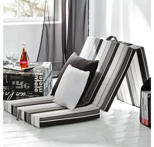 VitaliSpa® Klappmatratze Schwarz/Weiß 190x70 cm - Praktische Klappmatratze für Seitenschläfer, 10 cm hoch und bis 120 kg belastbar. Ideal für flexible Schlaflösungen im Schlafzimmer oder Gästezimmer.