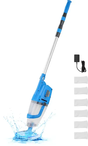 VEVOR kabelloser Poolsauger für Whirlpools - Handpoolsauger mit 100 L/min Reinigungsleistung, wiederaufladbar für bis zu 60 Minuten, ideal für eine mühelose Reinigung von Pools und Whirlpools.