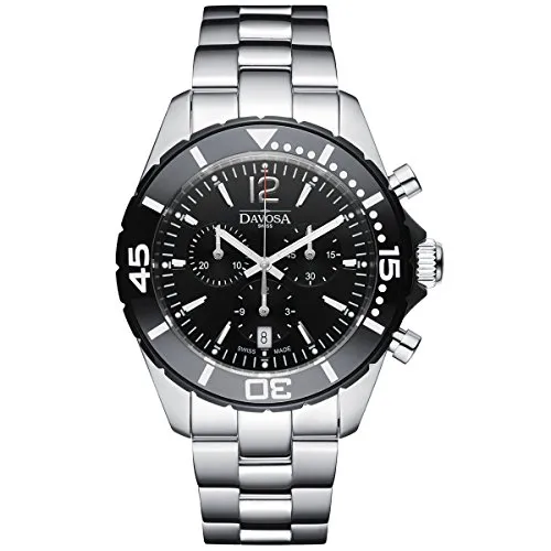 DAVOSA Nautic Star Chrono Herrenuhr 163.473.15 - Armbanduhren für Herren, hochwertige Swiss Made Taucheruhr mit Saphirglas, wasserdicht bis 100 m und unidirektionaler Keramiklünette für den anspruchsvollen Einsatz.