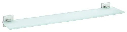 tesa EXXCLUSIV Badablage aus Milchglas - Elegante Wandablage ohne Bohren - Badezimmerablage mit hochwertiger Milchglas-Platte und verchromter Halterung, ideal für modernen Stil und einfachen, beschädigungsfreien Einbau.