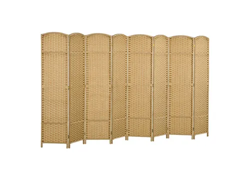 HOMCOM 8-teilig Paravent aus Kiefernholz – Faltbare Trennwand für Wohnräume - Eleganter Raumteiler aus Kiefernholz mit stilvollem Design, ideal für Wohnzimmer und Büro. Praktisch faltbar und platzsparend, bietet er flexible Trennung und Sichtschutz.