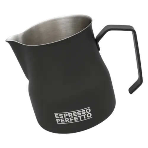 Espresso Perfetto Milchkännchen Schwarz 0,35l - Elegantes Milchkännchen aus Edelstahl, perfekt zum Milchaufschäumen für Ihren Espresso. Ideal für Kaffeeliebhaber und stilvolles Geschirr.