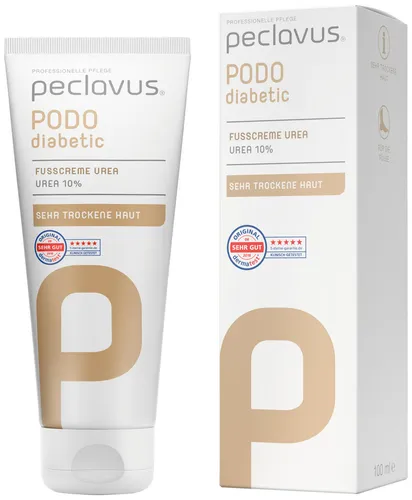 PECLAVUS PODOdiabetic Fußcreme Urea 100ml - Fußcremes & -pflege für diabetische Füße, mit Urea für intensive Feuchtigkeit und Schutz vor Rissen und Trockenheit.