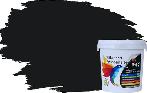 RyFo Colors Silikonharz Fassadenfarbe Lotuseffekt Schwarz 1l - Hochwertige Silikonharz-Fassadenfarbe für den Außenbereich. Extrem wetterbeständig und schmutzabweisend, ideal für langlebige und attraktive Fassaden. Erhältlich in weiteren Farben und Größen.
