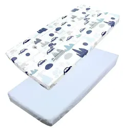 TupTam Spannbettlaken Baby Spannbettlaken Spannbetttuch für Babybett Kinderbett 2er Pack blau 70 cm x 140 cm