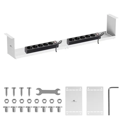 Maclean MC-107 Kabel Organizer 85 cm aus Stahl | Untertisch Kabelsammler Schraubbefestigung 5 kg Tragkraft | Kabelmanagement für Schreibtisch Büro Home Office Kabelhalter Kabelwanne Kabelkorb