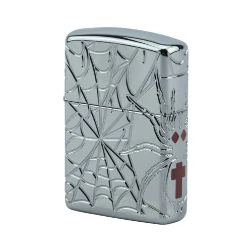 ZIPPO Spider Deep Carved Armor Case Chrom in silber von Zippo