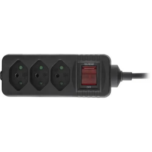 1.50m InLine Strom Steckdosenleiste mit Schalter Schwarz 3 (16431Y)