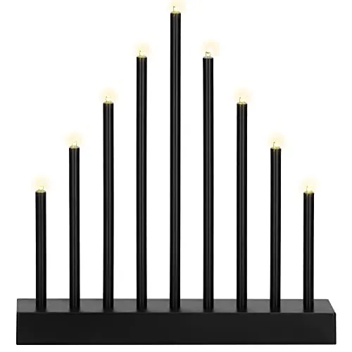 SPRINGOS Lichterbogen 9-flammige Schwibbogen LED Kerzenleuchter 25x26,5x5,5 cm Kerzenbrücke Batteriebetrieben Lichtfarbe Warmweiß Adventsleuchter Kerzenleuchter Akzent