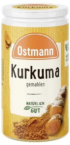 Ostmann Gewürze - Kurkuma gemahlen, 40 g - Ungemahlene Kräuter & Gewürze, verleiht Gerichte eine goldgelbe Farbe und ist ideal für Curry- und Reisgerichte. Leicht dosierbar mit praktischem Streuaufsatz.