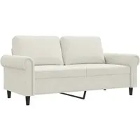 vidaXL 2-Sitzer-Sofa Creme 140 cm Samt - Sofa für 2 Personen, aus weichem Samt mit robustem Metallgestell, ideal für entspannte Stunden und ein stilvolles Ambiente in deinem Zuhause.