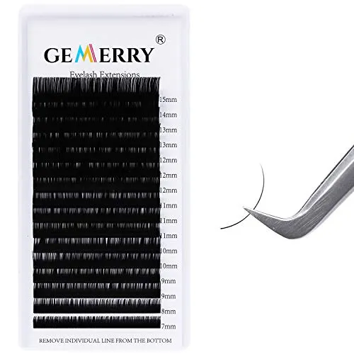 Wimperstreifen Individual Lashes 7-15mm Mix Einzelwimpern 1 zu 1 Wimpernverlängerung 0,15mm C curl Wimpern Einzeln von GEMERRY (0.15-C curl-mix 7-15mm) 16