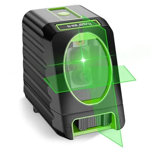 Huepar BOX-1G Kreuzlinienlaser Grün, Linienlaser Selbstnivellierenden mit Pulsfunktion, Umschaltbar Vertikale- und Horizontaler Linie mit H130° / V150° Abstrahlwinkel, 25m Arbeitsbereich