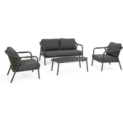 Garten-Set Miravet 4er Gruppe, Anthrazit / Grün - Gartenmöbel-Set für stilvolle Außenbereiche, ideal für gesellige Zusammenkünfte und entspannte Momente im Freien.