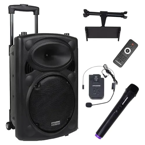 DYNASONIC – DYNAPRO 12 Plus (3. Gen), professioneller tragbarer Bluetooth-Lautsprecher, leistungsstarker 700W Bluetooth Lautsprecher, 2 Karaoke-Mikrofone und Tablet-Unterstützung