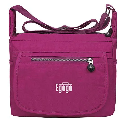EGOGO Wasserdicht Nylon Damen Casual Umhängetasche Messengertasche Schultertasche Henkeltasche E303-6 (Rosa)
