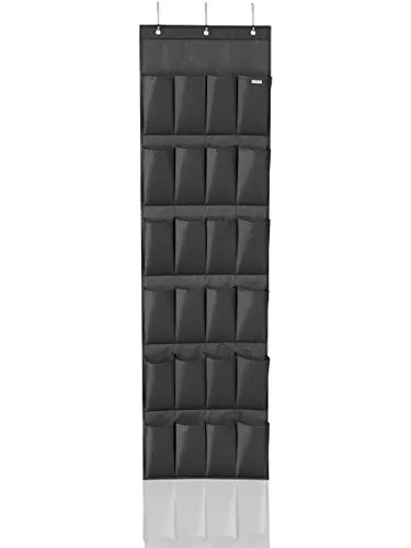 Leifheit Organizer aus schwarzem Stoff, Hängeregal für Schuhe, hängende Schuhaufbewahrung, Schuhregal mit stabilen Haken für die Tür, hygienisch abwaschbarer Polyesterstoff, Hängeaufbewahrung