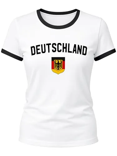 Klassisches Damen WM-Shirt Deutschland Flagge Retro Trikot-Look
