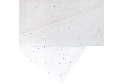 Creativery Stoff, Tüll Stoff mit Glitzer Punkten 150cm x 3m Weiß