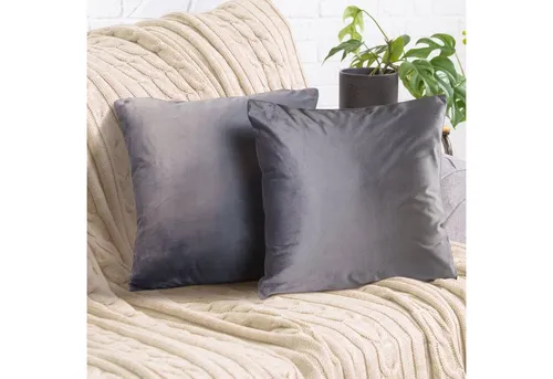 Cozyor Kissenbezug Samt Kissenhülle in diversen Größen & Farben, Sofakissen Bezug, (2 Stück), anthrazit Nebula, weiches Samtkissen 40x40 cm mit Reißverschluss