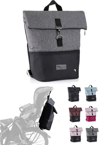 BambiniWelt Fahrradtasche Rucksack für Kinderfahrradsitz - Multifunktionale Fahrradtasche mit 20 Litern Stauraum, ideal für Kinderfahrsitze. Robustes, wasserabweisendes Material sorgt für Langlebigkeit und Pflegeleichtigkeit.