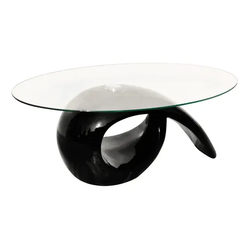 furnicato Hochglanz-Schwarzer Couchtisch 115 x 64 cm mit Stauraum