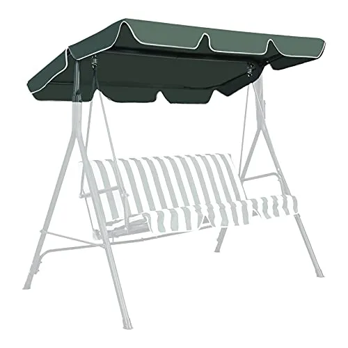 DREAMADE Ersatzdach Gartenschaukel, 168 x 114 cm, Sonnendach für Hollywoodschaukel, Schaukel Ersatzbezug, Dachbezug, Dachplane (Grün)