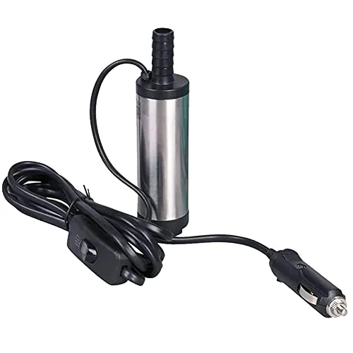 Kingkindsun, Tauchpumpe, 12 V, 38 mm, für Wasser, Öl, Diesel, Kraftstoff, Auto, Transferpumpe mit Rückgewinnung, 3 m Kabel mit Stecker für Zigarettenanzünder für Auto, SUV