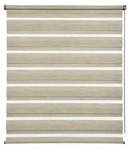 Doppelrollo de luxe von GARDINIA, halbtransparent - Doppelrollo de luxe mit edlen silbernen Metallkomponenten, leicht zu montieren ohne Bohren bis 120 cm, ermöglicht optimale Durchsicht und verleiht jedem Raum einen eleganten Touch.