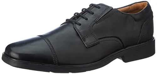 Clarks Herren Clarkslite Cap Oxford - Bequeme Schnürhalbschuhe aus schwarzem Leder, Größe 42.5 EU - Herren-Schnürhalbschuhe mit innovativem Cushion Plus für maximalen Komfort und Dämpfung. Ideal für Business und Freizeit, wasserfest und perfekt für Herbst und Winter.