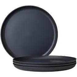 Mepal SILUETA Essteller 4er Set - Ø 26 cm in Nordic Black - Teller - Robustes und stilvolles Geschirr, perfekt für draußen. Stapelbar und aus nachhaltigem Material, spülmaschinen- und mikrowellengeeignet.