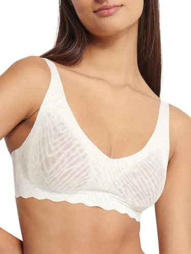 sloggi Damen Zero Feel Bliss Soft Bra, Silk White, L - Klassische BHs für Damen, bügelloser Komfort-BH mit gepolsterten, herausnehmbaren Cups für leichte Unterstützung und betonte Silhouette, verstellbare Träger für optimale Passform.