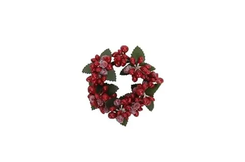 Kleiner Kranz mit Beeren für Gesteck Kerzenring Kerzenhalter Dekoration Herbst Advent Weihnachten Verschiedene Modelle (rot-grün Ø 8cm)