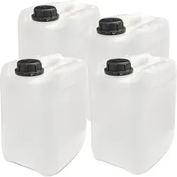 plasteo® 4 x 5 Liter Kanister Wasserkanister Campingkanister Lebensmittelecht BPA frei Langlebig Gastronomie Gewerbe Camping Wohnwagen Indoor Outdoor - Weiß
