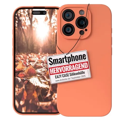 EAZY CASE - Silikonhülle für iPhone 16 Pro Hülle Silikon Case Orange weich stoßfeste Handyhülle Schutzhülle mit Kameraschutz Dünn Premium Schutz Cover TPU Phone Bumper in Pastell Hellorange Matt