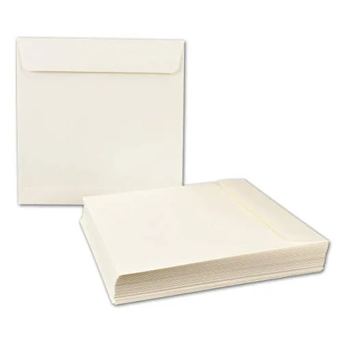 NEUSER PAPIER 25x quadratische Brief-Umschläge 19 x 19 cm, Opal-Weiß - Nassklebung, starke Qualität 120 g/m² - Quadratische Kuverts für Einladungs-Karten