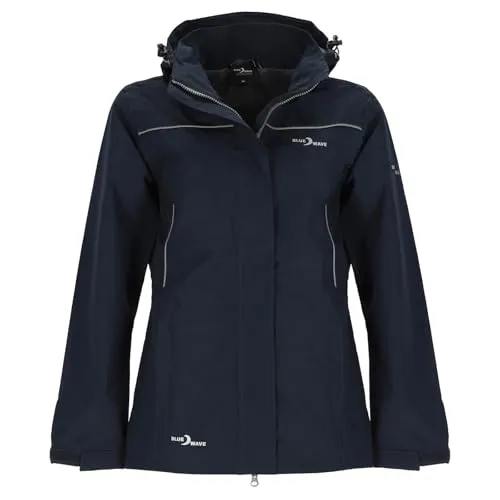 Blue Wave Damen Regenjacke Klea Verstaubar - Wasserdichte Outdoor-Jacke in Marine Größe 56 - Funktionsjacken - Diese leicht verstaubare, wasserdichte Jacke bietet optimalen Schutz bei wechselhaftem Wetter und sorgt mit 10.000 mm Wassersäule für ein angenehmes Körperklima.