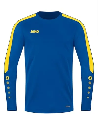 JAKO Herren Sweatshirt Power, Royal/Citro, L - Sportliches Unisex Sweatshirt aus atmungsaktivem Polyester, ideal für Outdoor-Aktivitäten. Der Polyester-Elastan-Mix bietet optimale Bewegungsfreiheit und hält warm, perfekt für jedes Training.