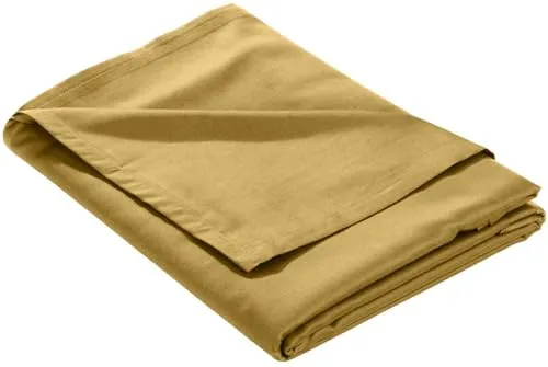 Bettwaesche-mit-Stil Mako-Satin Baumwollsatin Bettlaken ohne Gummizug Uni einfarbig (Bettlaken 240x280 cm, Gold)