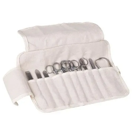 DocMed Messer-Set Instrumentenset 10-tlg. aus hochwertigem Edelstahl - Chirurgisches Basis-Set im robusten Leinenetui, ideal für präzise Eingriffe in Human- und Tiermedizin. Hochwertige Instrumente für lange Lebensdauer und sichere Handhabung.