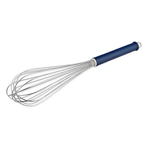 thermohauser Schneebesen (Edelstahl rostfrei), 40 cm Länge, blauer Kunststoffgriff und Aufhänger, mit 16 Schlaufen
