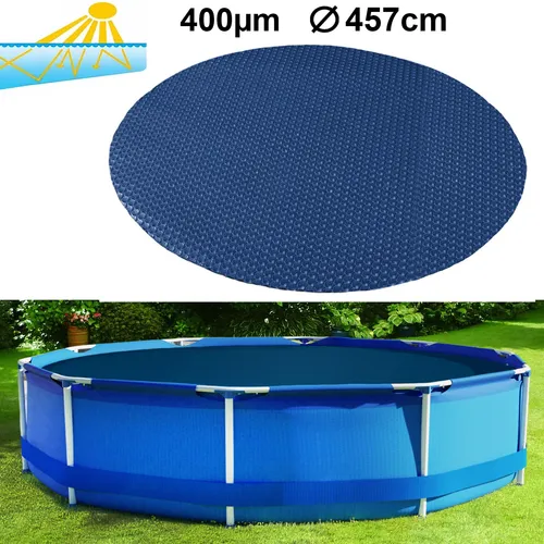 RAMROXX 400µm Pool Solarplane Ø 457 cm - Solarabdeckung für Pools, schützt vor Verschmutzung und erhöht die Wassertemperatur um 4–8°C dank Treibhauseffekt.