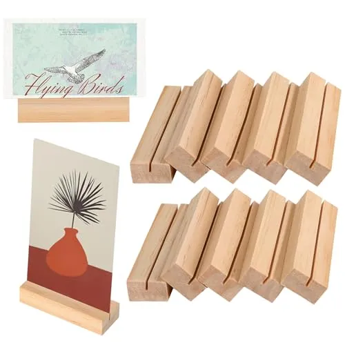 KITDAHOM 10 Stück Kartenhalter Holz - Tischkartenhalter, Aus Buchenholz, Als Kartenhalter, Menükartenhalter, Postkartenhalter, Für Hochzeiten, Partys, Restaurants Usw. (105×25×15mm)
