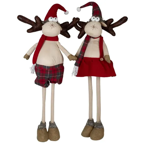 XL Elch Teleskopbeine Deko Figur Weihnachten 52-92cm - Stimmungsvolle Weihnachtsdeko: Diese großen Elch-Teleskopbeine aus Filz und Kunststoff sind ideal für festliche Anlässe. Vielseitig einsetzbar in jedem Raum und pflegeleicht, bringen sie einen klassischen Charme in Ihr Zuhause.