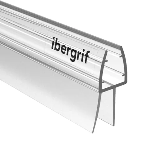 Ibergrif M101-100 Duschdichtung [100 cm] Verlängerter Wasserabweiser für 5-8mm Glastüren - Universell für alle Duschtüren, Wasserdicht & Perfekter Passform - Dichtungsprofil mit Schimmelresistenz