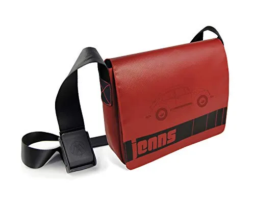 BRISA VW Collection - Jeans Schulter-Umhänge-Tasche im Käfer Design - Damen-Schultertaschen mit robustem Tarpaulin, praktischen Fächern und einem stilvollen Käfer-Design. Ideal für Trendsetter und VW Käfer Fans, mit gepolstertem Laptopfach für bis zu 10 Zoll.