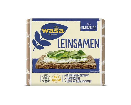 Wasa Fit und Vital Knäckebrot mit Leinsamen 225g - Knuspriges Knäckebrot mit Leinsamen für eine ballaststoffreiche Ernährung. Ideal als Snack oder Beilage, perfekt für gesundheitsbewusste Genießer.