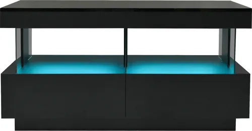 Hochglanz Couchtisch mit LED-Beleuchtung und Acrylplatten - Moderner Hochglanz-Couchtisch mit integrierter LED-Beleuchtung, ideal zur Gestaltung Ihres Wohnzimmers. Die elegante Acrylplatte bietet Stauraum und setzt Ihre Dekoration perfekt in Szene.